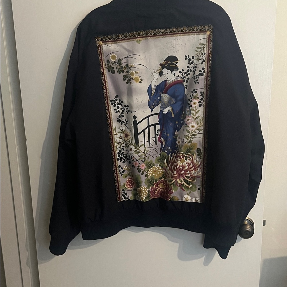 Black/navy Jacket with Pink Crown Design custom design
